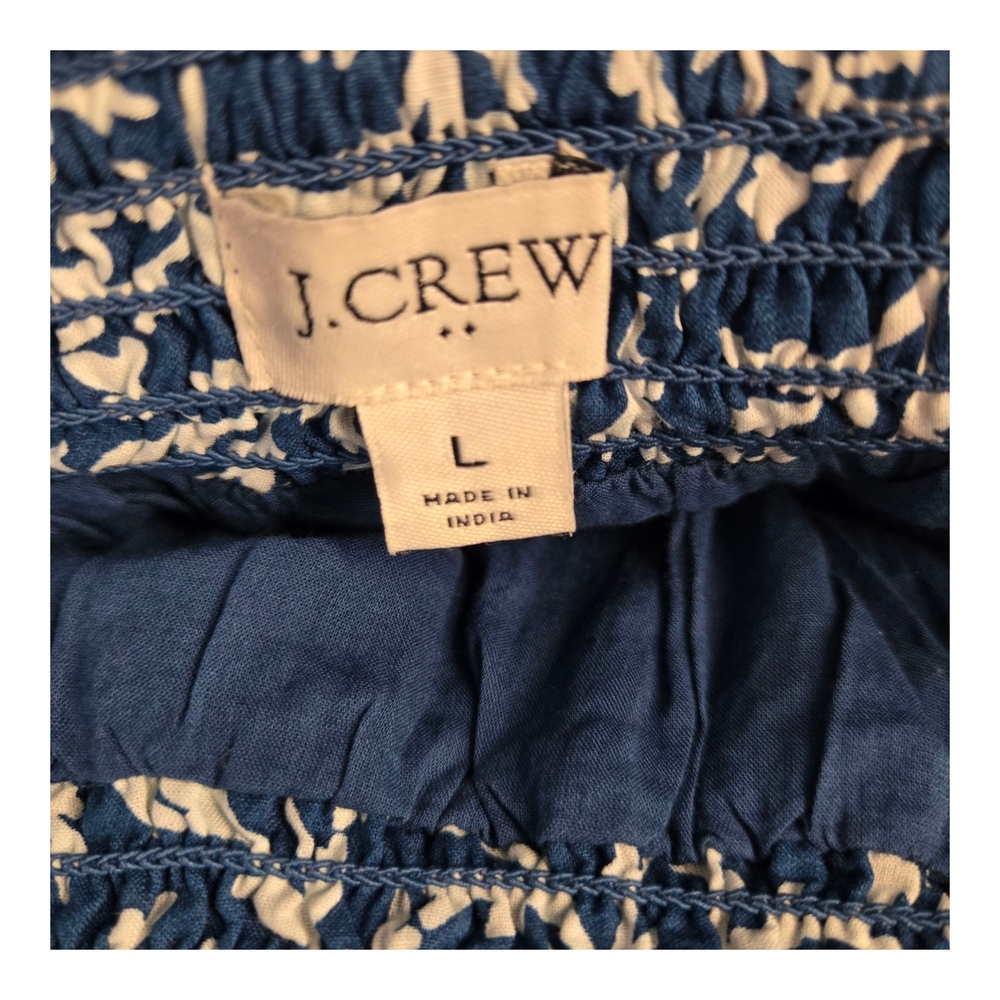 J. Crew Women's Navy/White Print Elastic Waist Ruffle Mini Skirt - Picture 2 of 10